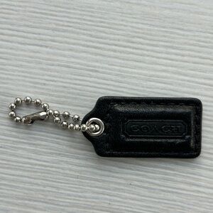 COACH 1.5" Replacement Hangtag/Bag Charm/Key Chain Smooth Black Leather Vintage